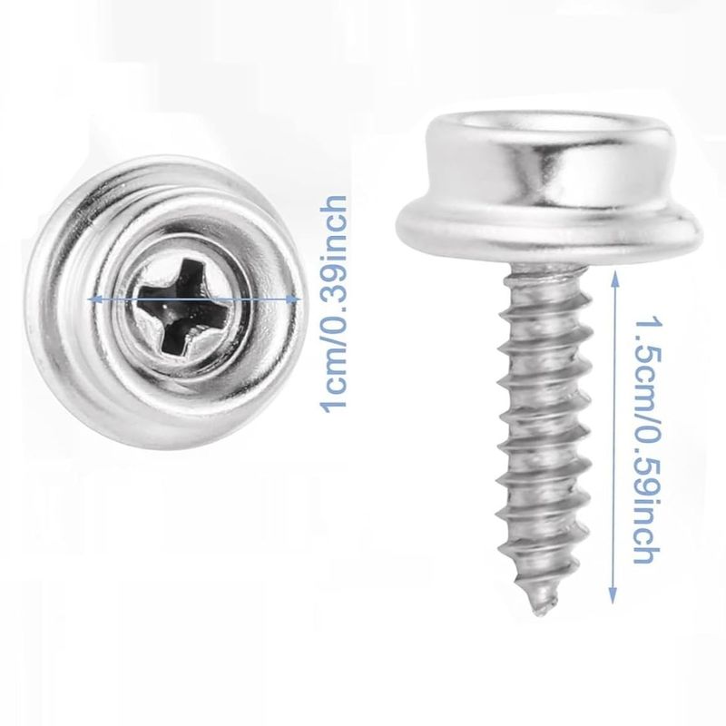 Stainless Steel Screws Marine Grade Boat Canvas Snaps 3/8